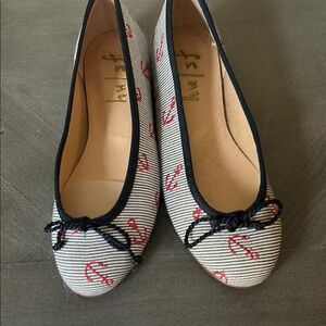 FS/NY Blue andWhite Striped Flats with Anchor